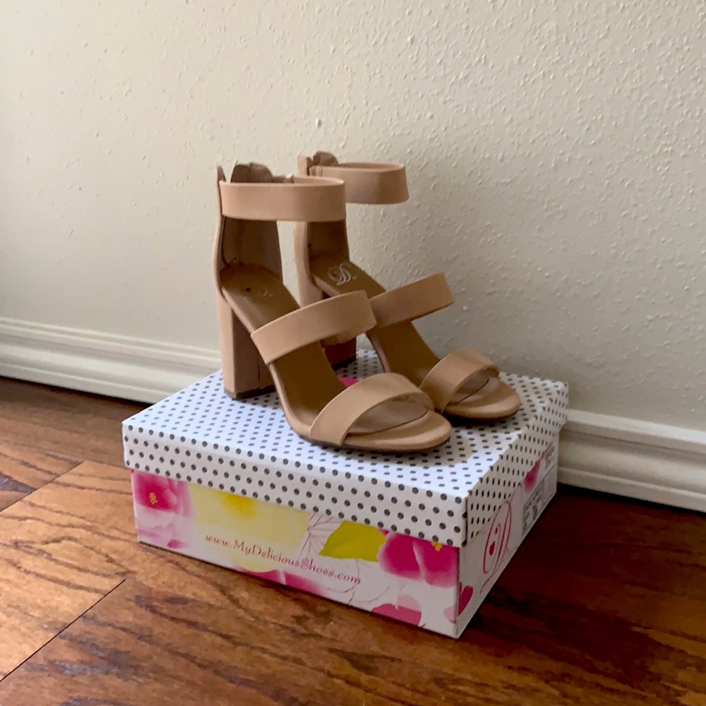 Nude strapped heels